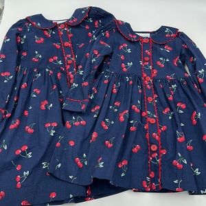 Rachel Riley Sister Set Cherry Red Button Front size 3Y & 5Y